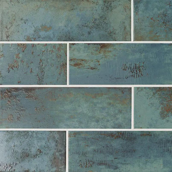 Marza Aqua Subway Tile Glossy Ceramic Mosaics 4x12