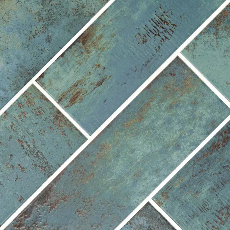 Marza Aqua Subway Tile Glossy Ceramic Mosaics 4x12 by MSI Surfaces