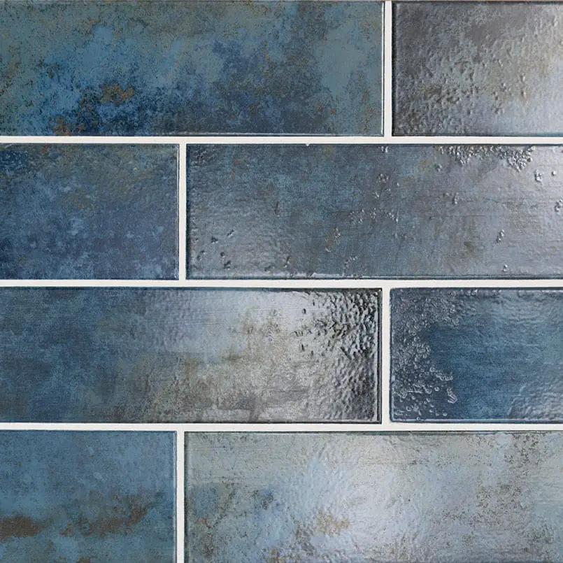 Marza Cobalt Subway Tile Glossy Ceramic Mosaics 4x12 close up