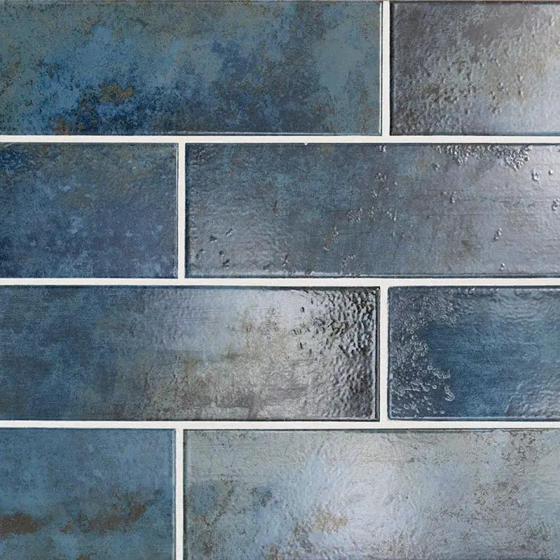 Marza Cobalt Subway Tile Glossy Ceramic Mosaics 4x12 close up