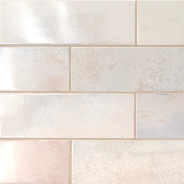 Marza Pearl Subway Tile Glossy Ceramic Mosaics 4x12