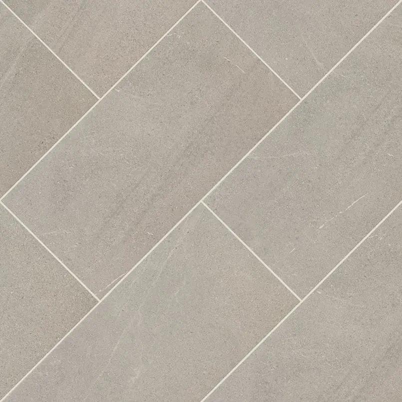 Traktion Maven Gris Matte Limestone Look Porcelain Tiles 12x24 angled view