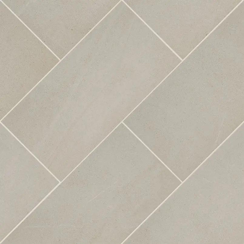 Traktion Maven Ivory Matte Limestone Look Porcelain Tiles 12x24 angled view