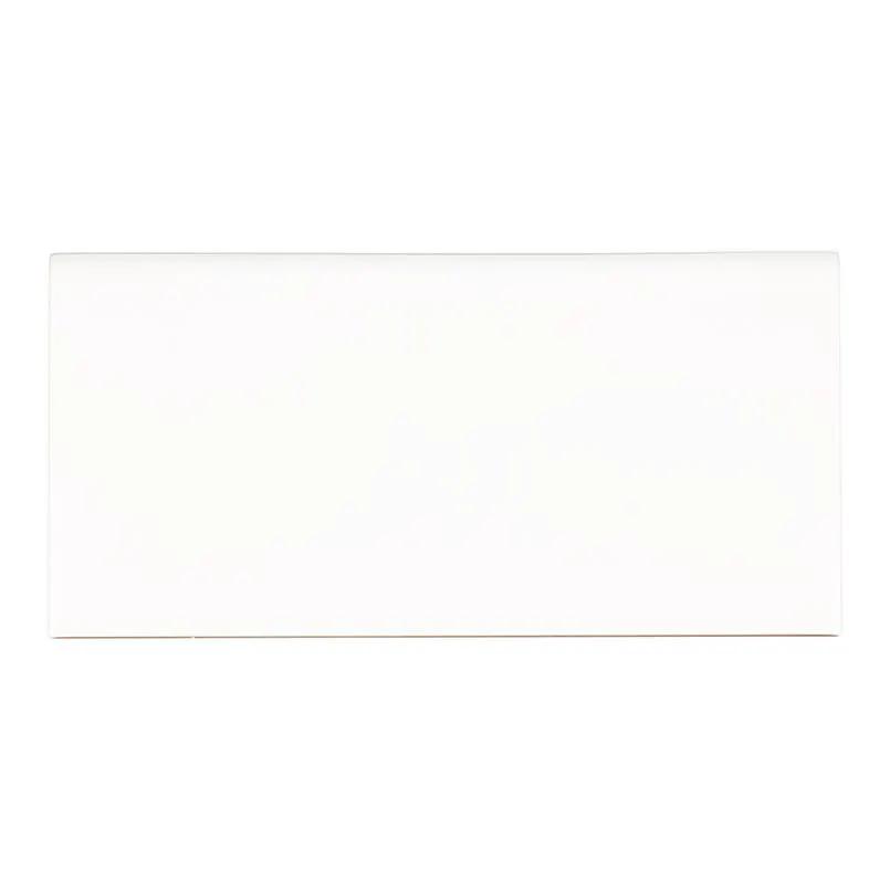 White 2x8 Glossy Bullnose Porcelain Moldings 3x6 close up