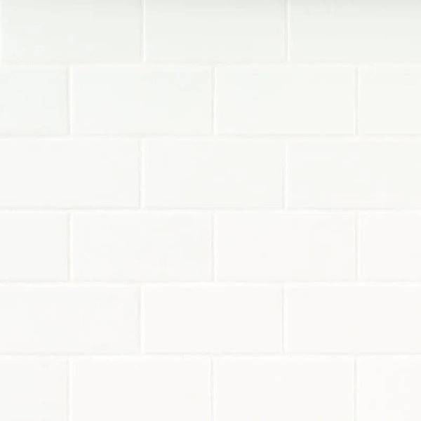 White 2x8 Glossy Porcelain Mosaics 3x6