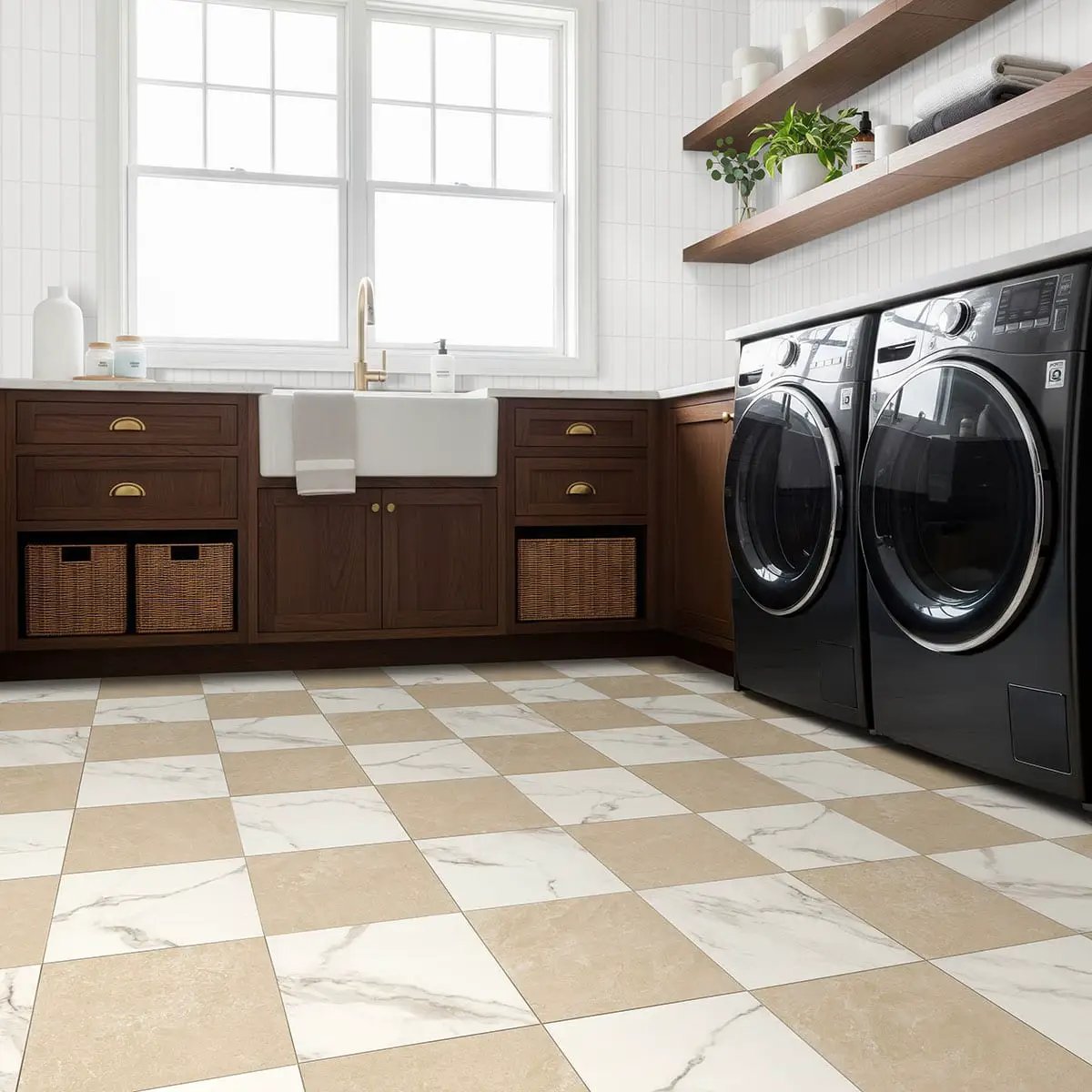 White 2x8 Glossy Porcelain Mosaics 4x12 in a finished room