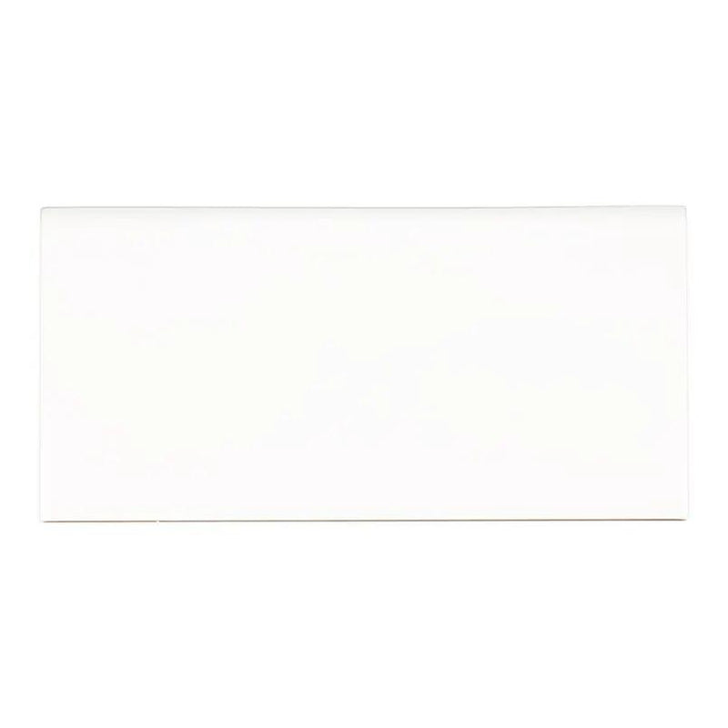 White 2x8 Glossy Bullnose Porcelain Moldings 4x16