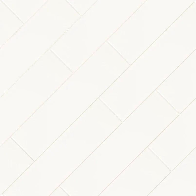 White 2x8 Glossy Bullnose Porcelain Moldings 4x16, photo 2 of 5
