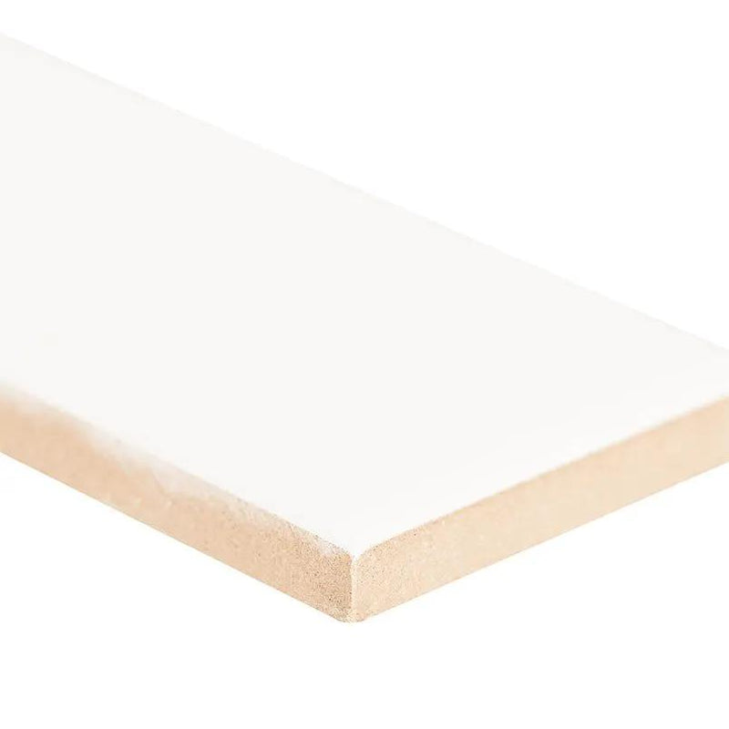 White 2x8 Glossy Bullnose Porcelain Moldings 4x16, photo 4 of 5