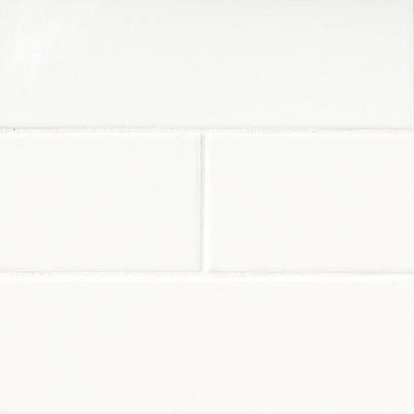 White 2x8 Glossy Porcelain Mosaics 4x16