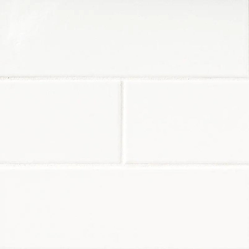 White 2x8 Glossy Porcelain Mosaics 4x16 by MSI Surfaces
