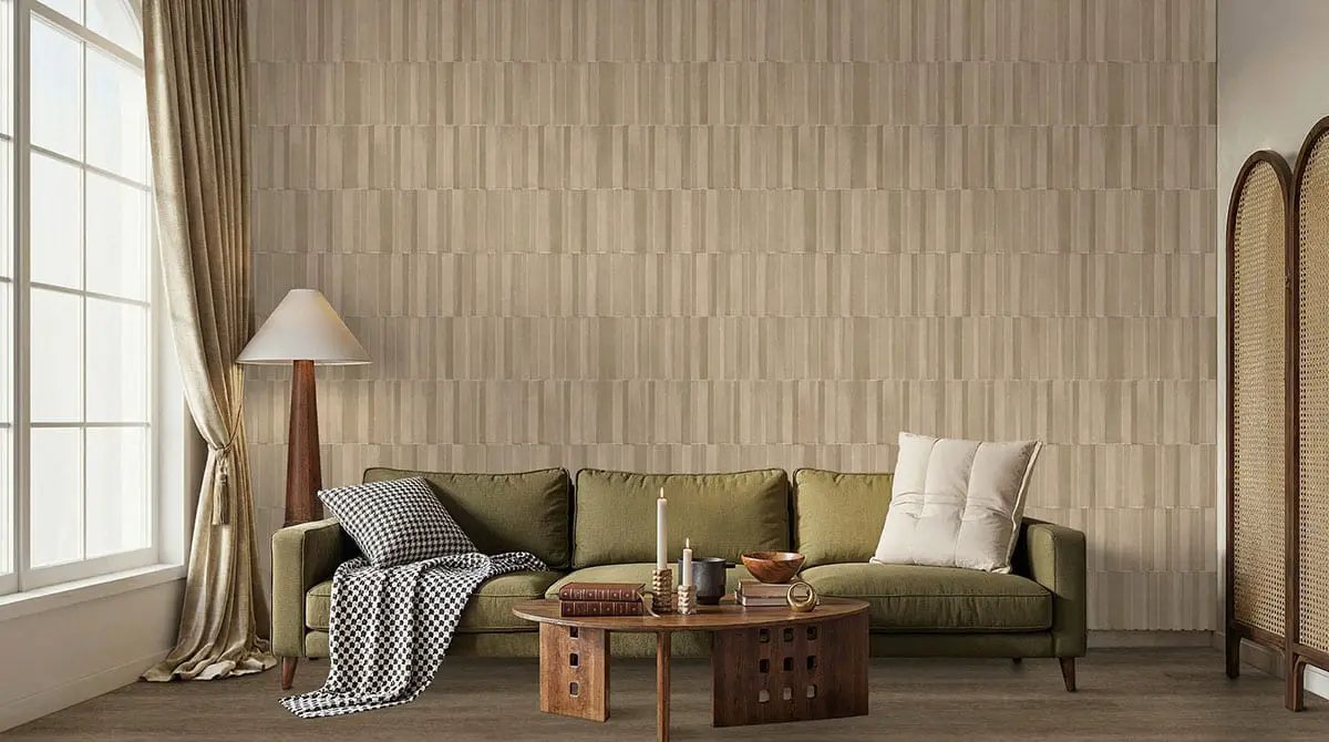 Murcia Clay Origin Matte Ceramic Tiles 16x48 in a finished room