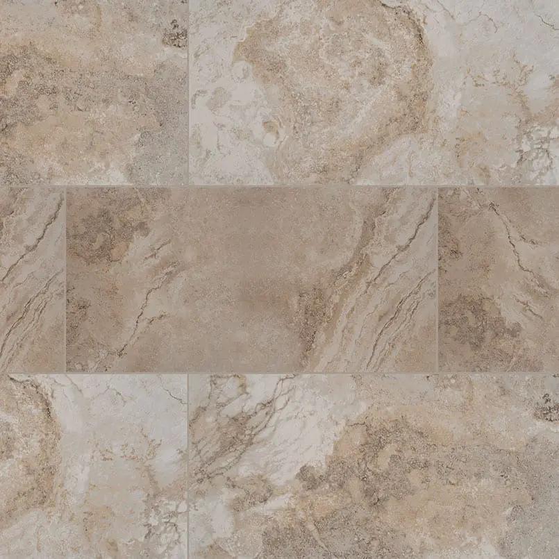 Napa Beige Matte Travertine Look Ceramic Tiles 12x24 close up
