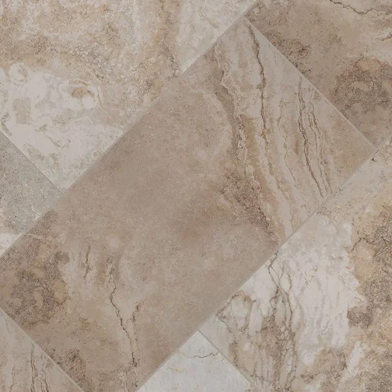 Napa Beige Matte Bullnose Travertine Look Ceramic Moldings 3x24 angled view