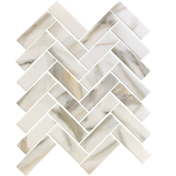 White Beige 11x13 Matte Herringbone Recycled Glass Mosaic Tile (10 pack, 9.625 sq ft/case), photo 2 of 5