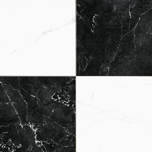 Noir Blanc Grid 17x17 Matte Porcelain Tiles