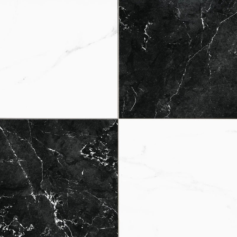 Noir Blanc Grid 17x17 Matte Porcelain Tiles