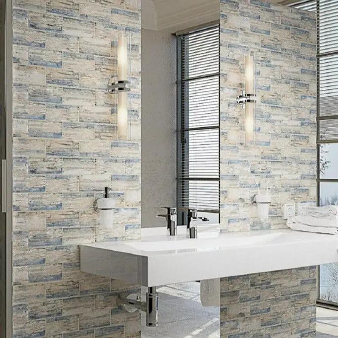 Blue Beige 12x12 Matte Brick Recycled Glass Mosaic Tile (10 pack, 9.18 sq ft/case) by Apollo Tile