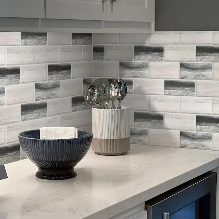 Gray Beige 12x12 Matte Brick Recycled Glass Mosaic Tile (10 pack, 9.18 sq ft/case) by Apollo Tile