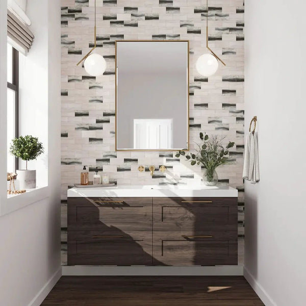 Gray Beige 12x12 Matte Brick Recycled Glass Mosaic Tile (10 pack, 9.18 sq ft/case), photo 2 of 5