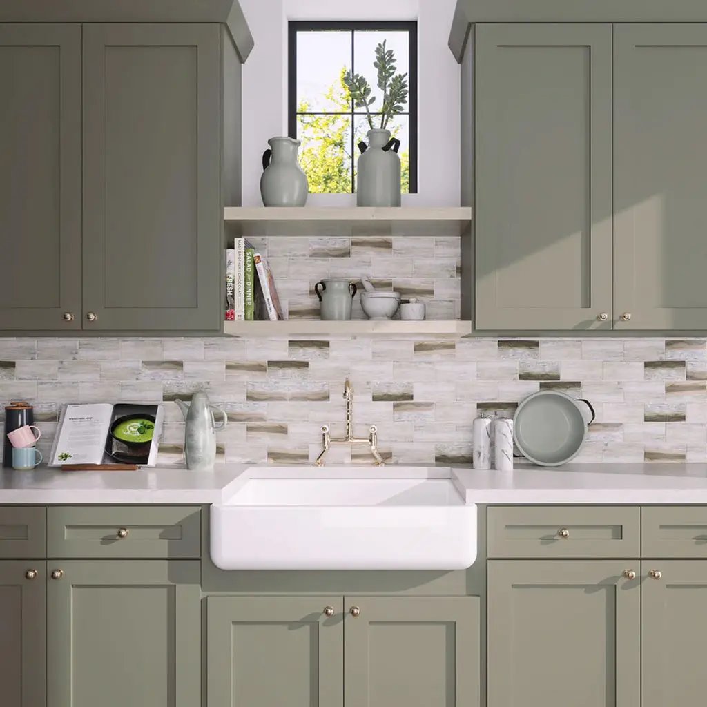 Beige 12x12 Matte Brick Recycled Glass Mosaic Tile (10 pack, 9.18 sq ft/case) by Apollo Tile