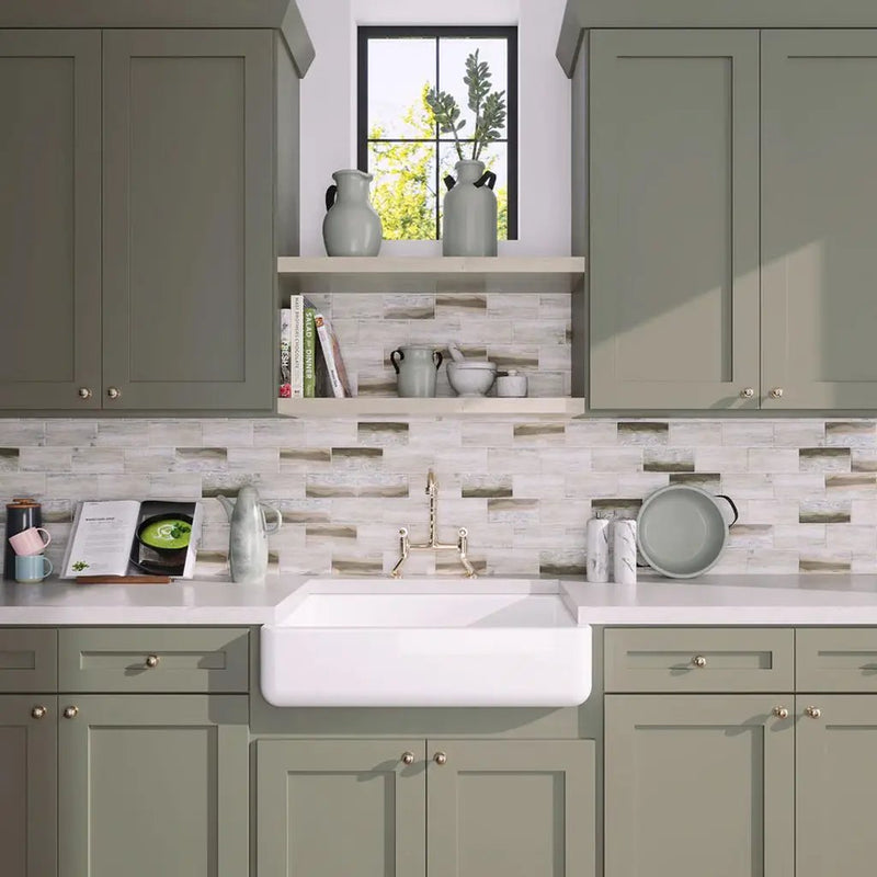 Beige 12x12 Matte Brick Recycled Glass Mosaic Tile (10 pack, 9.18 sq ft/case) by Apollo Tile