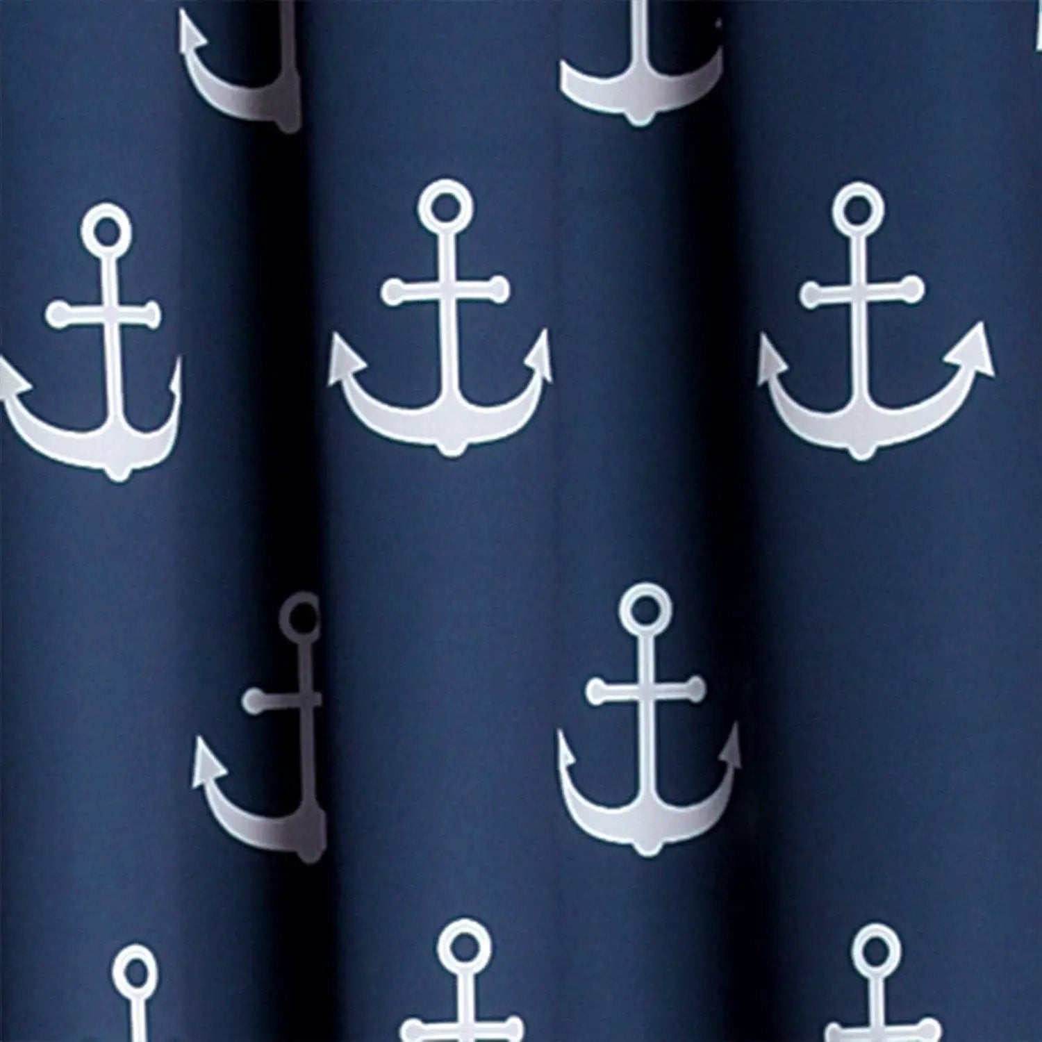 2 Panel 84"L x 52"W Navy Nautical Anchors Window Curtain Set by HomePacific
