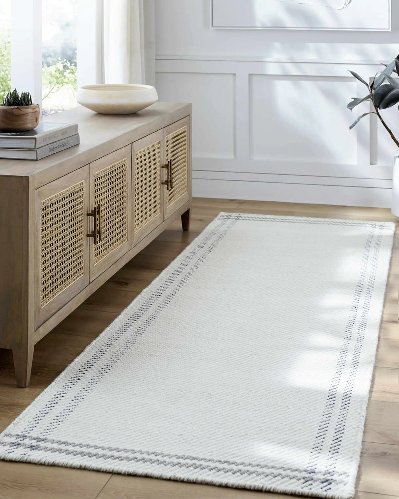 Nimue Cream & Charcoal Bordered Area Rug - Clearance by Boutique Rugs