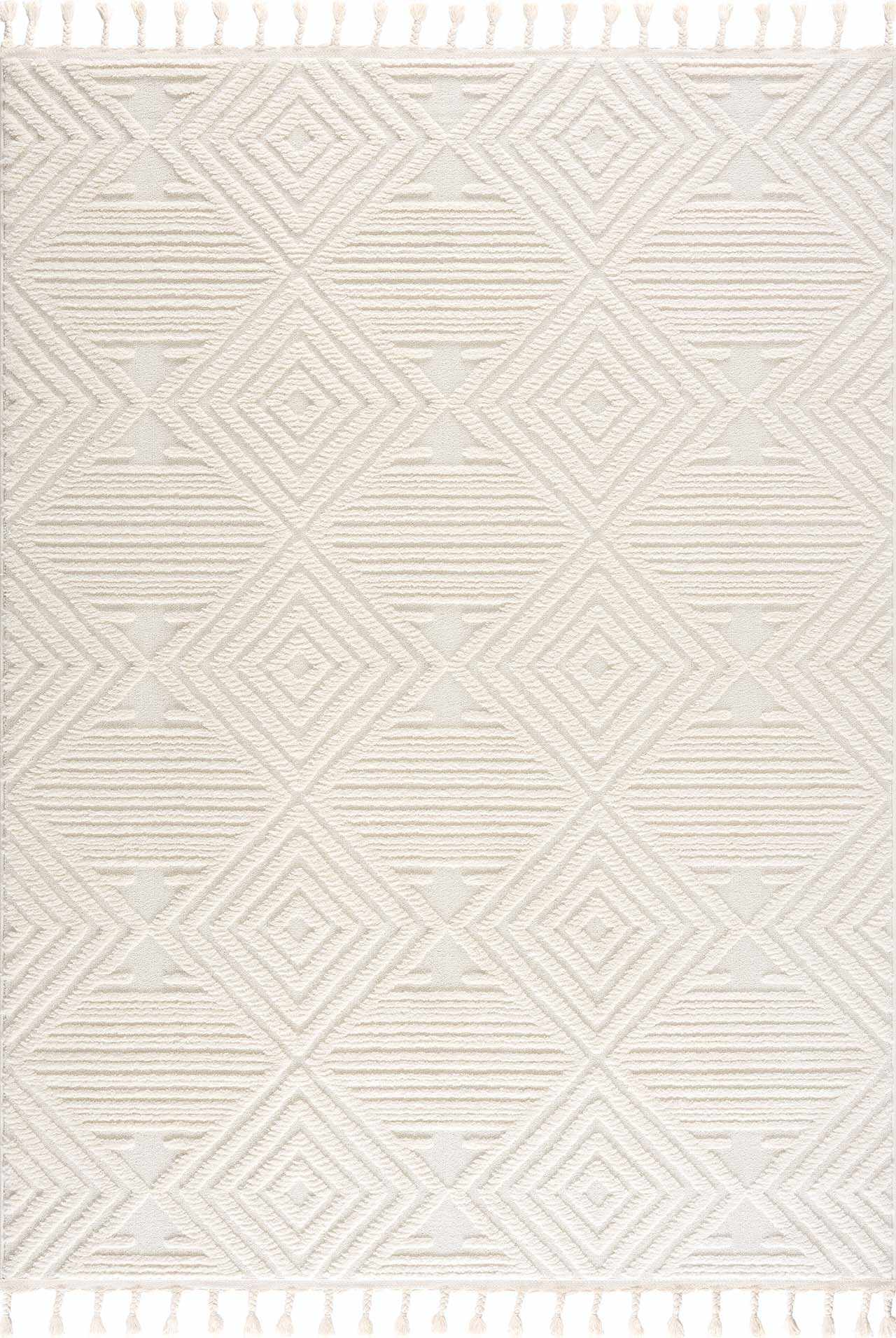 Manyas 3D Bone Area Rug with Tassels - Clearance by Boutique Rugs