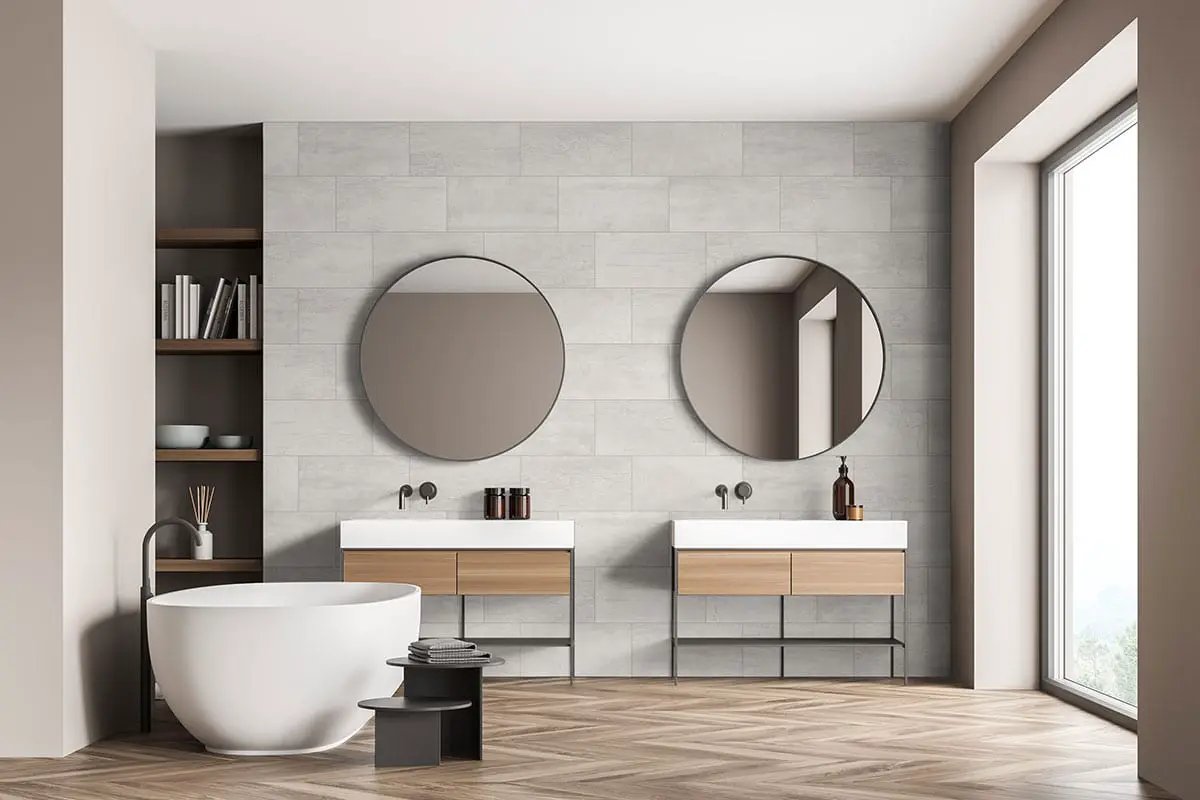 Oxide Blanc Matte Bullnose Porcelain Moldings 3x18 in a finished room