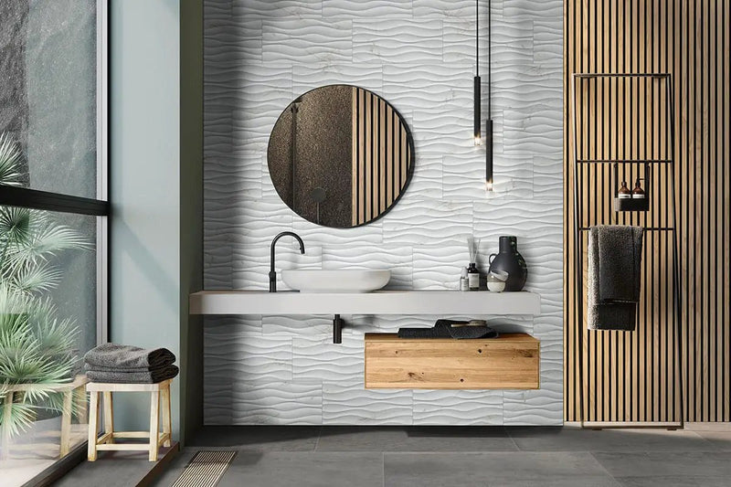 Oxide Magnetite Matte Bullnose Porcelain Moldings 3x18 in a finished room
