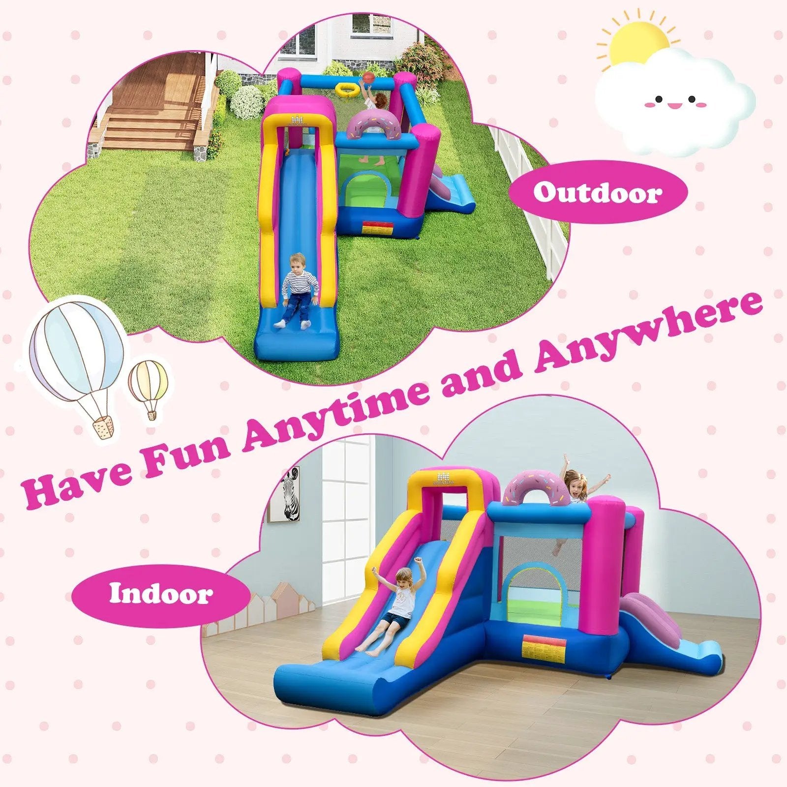 Inflatable Bounce House with Slides and Basketball Hoop (without Blower) by DirectDeals
