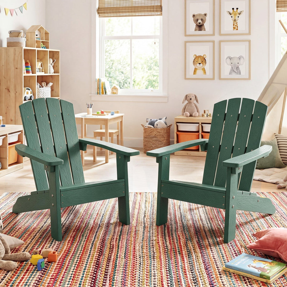 Set of 2 Kid's Adirondack Chair with with High Backrest and Armrests, photo 42 of 42