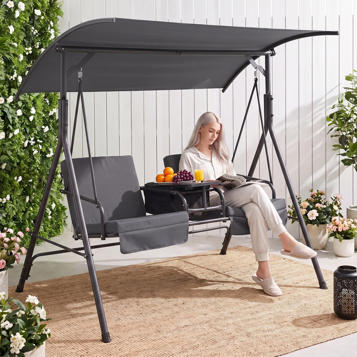 Porch Swing Chair with Adjustable Canopy, photo 11 of 12