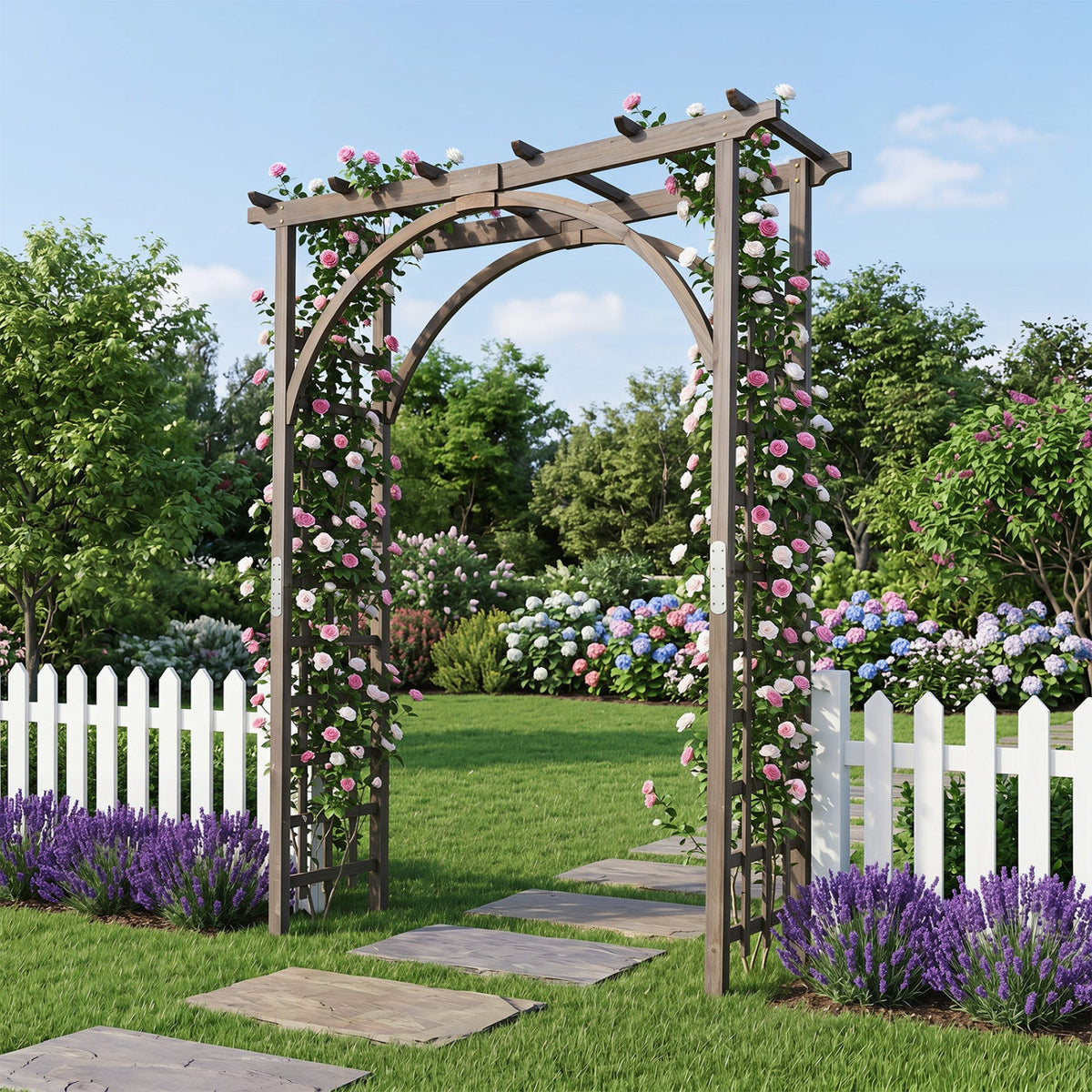 Garden Arch Trellis 85" Tall Fir Wood for Climbing Plants, photo 10 of 10