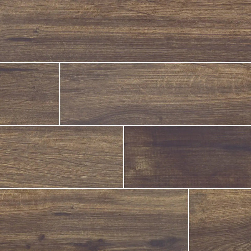 Palmetto Walnut Matte Porcelain Tiles 6x36 close up
