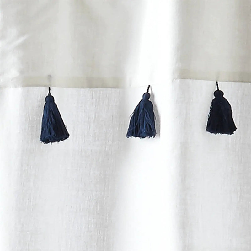 72-inch Navy and White Stripes Cotton Shower Curtain by HomePacific
