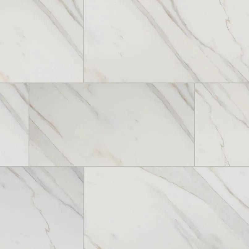 Pietra Calacatta Polished Marble Look Porcelain Tiles 12x24 by MSI Surfaces