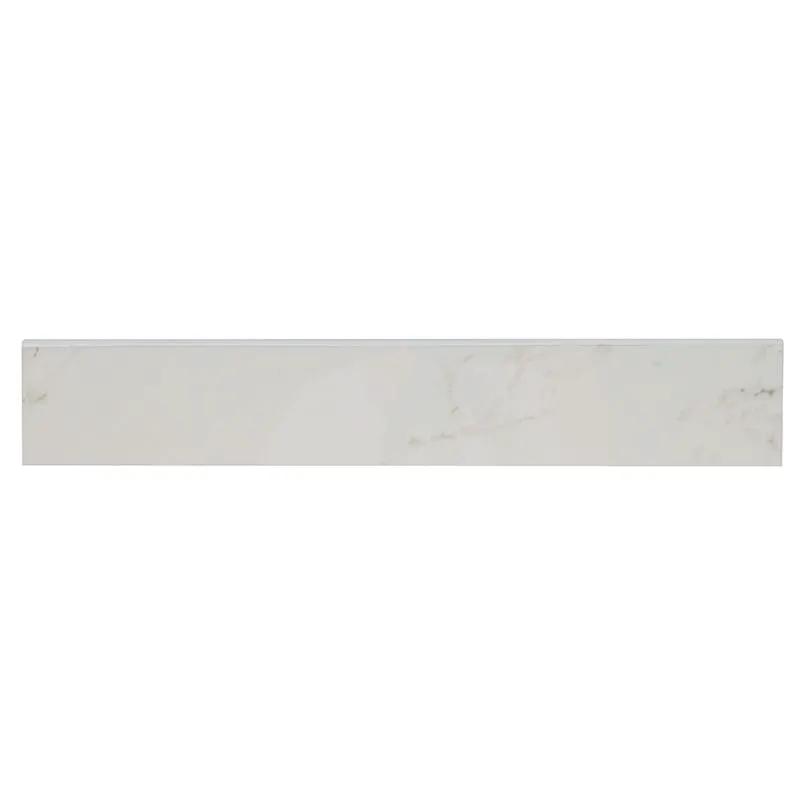 Pietra Carrara Polished Bullnose Marble Look Porcelain Moldings 3x18 close up