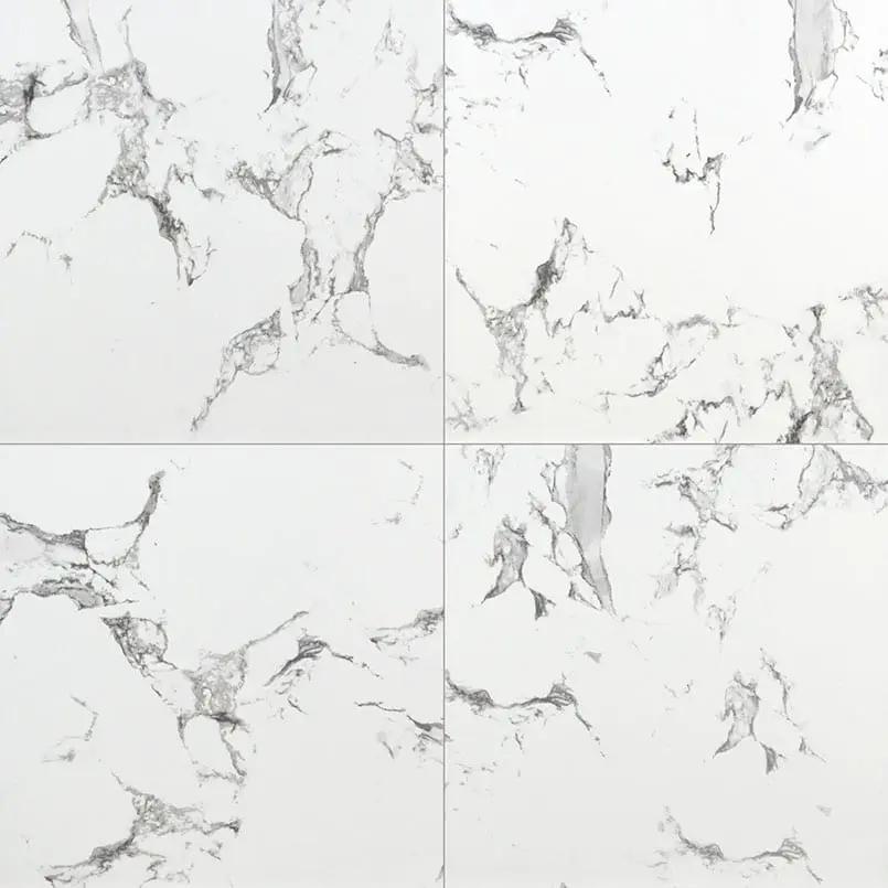 Pietra Statuario Polished Marble Look Porcelain Tiles 24x24 close up
