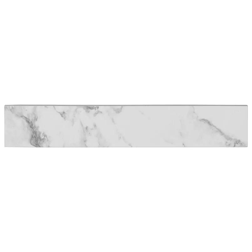 Pietra Statuario Polished Bullnose Marble Look Porcelain Moldings 3x18 close up