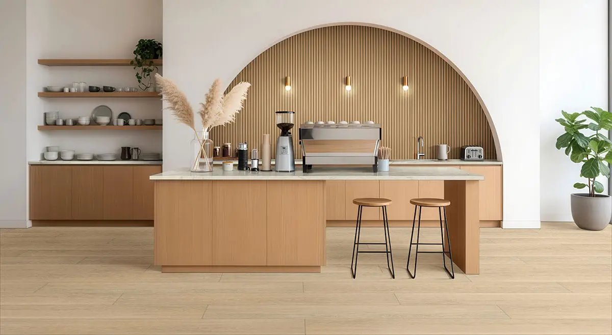 Placero Oak Matte Wood Look Porcelain Tiles 10x60 in a finished room