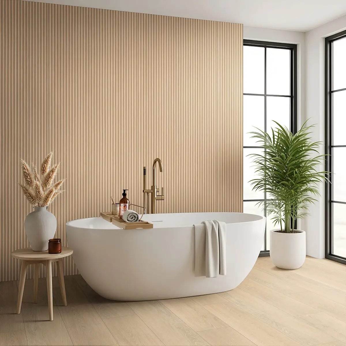 Placero Oak Matte Wood Look Porcelain Tiles 10x60 in a finished room