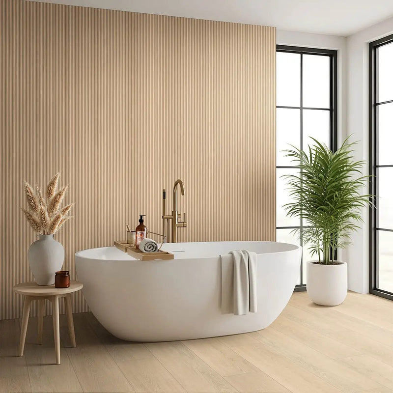 Placero Oak Matte Wood Look Porcelain Tiles 10x60 in a finished room