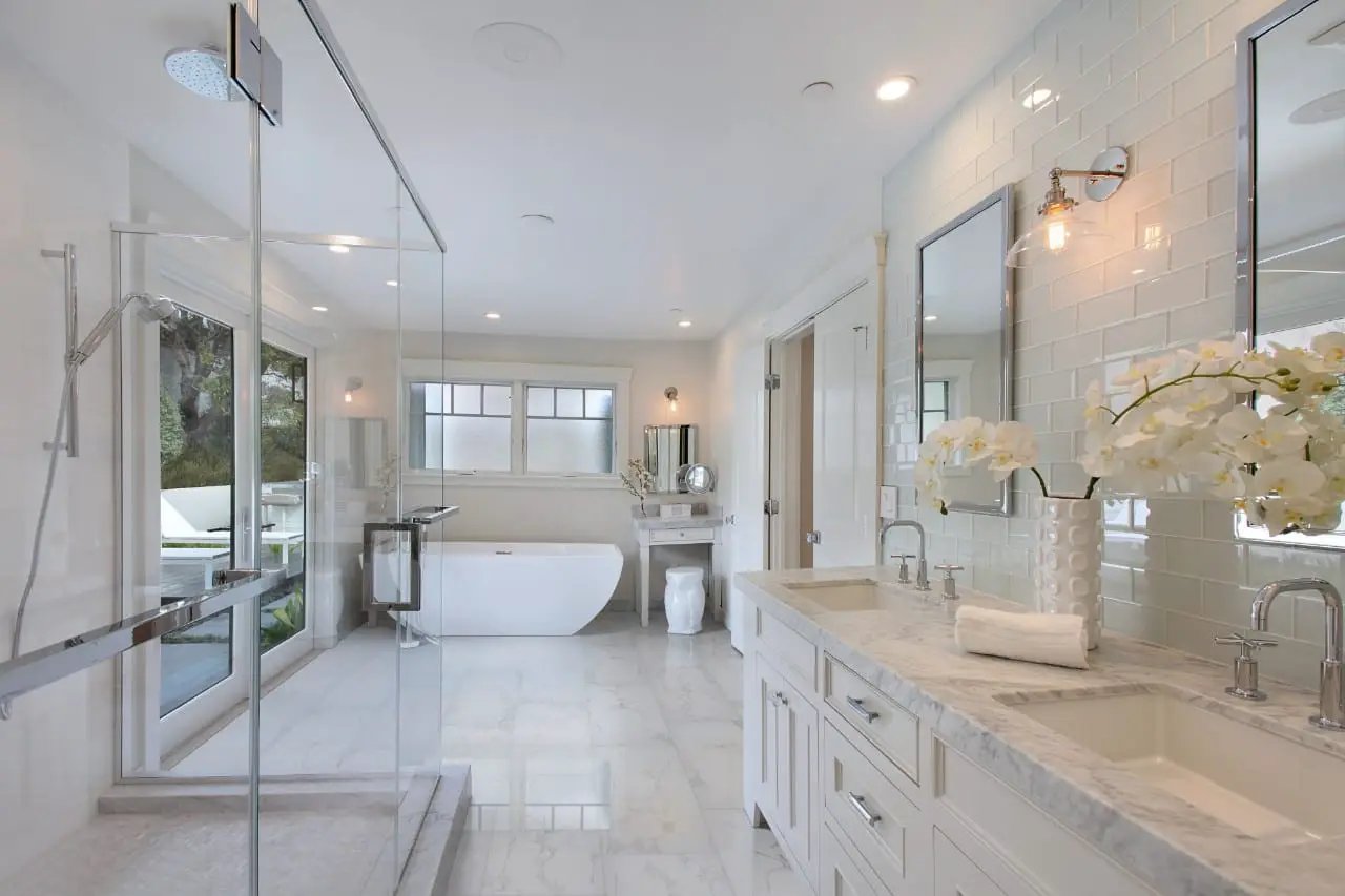 Praia Carrara Matte Porcelain Tiles 12x24 in a finished room