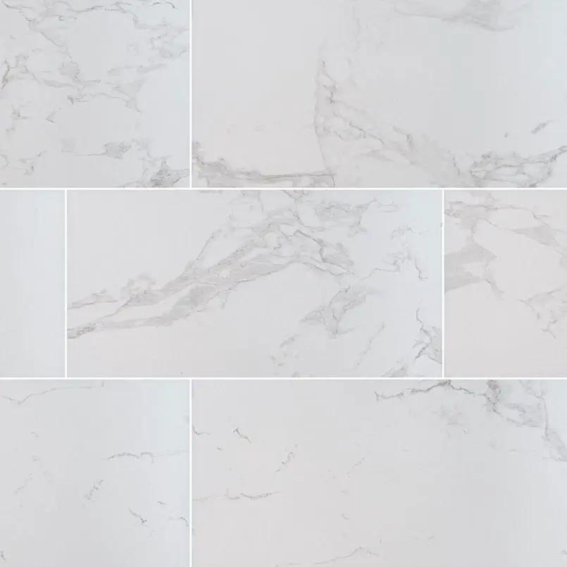 Praia Carrara Polished Porcelain Tiles 12x24 close up