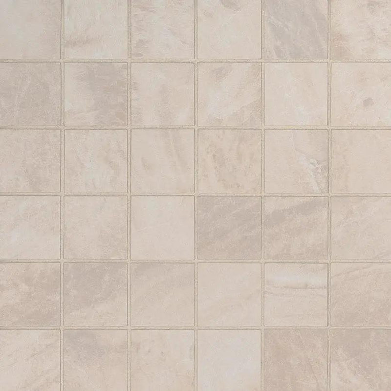 Praia Crema Matte Porcelain Mosaics 2x2 close up