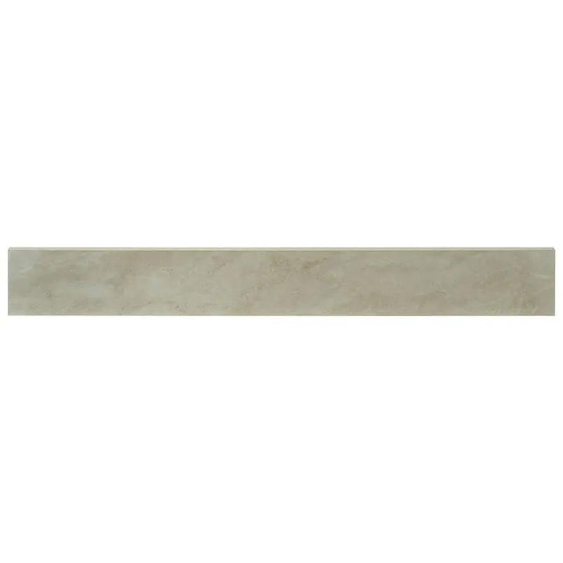 Praia Crema Polished Bullnose Marble Look Porcelain Moldings 3x24 close up