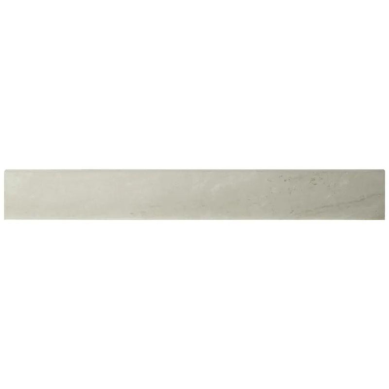 Praia Grey Matte Bullnose Marble Look Porcelain Moldings 3x24 close up