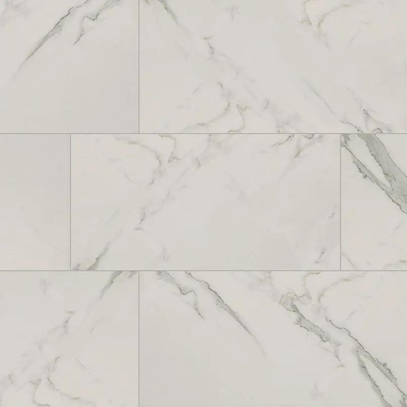 Regallo Calacatta Isla Matte Marble Look Porcelain Tiles 12x24 close up